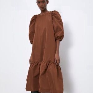 Zara Puff Sleeve Midi Dress